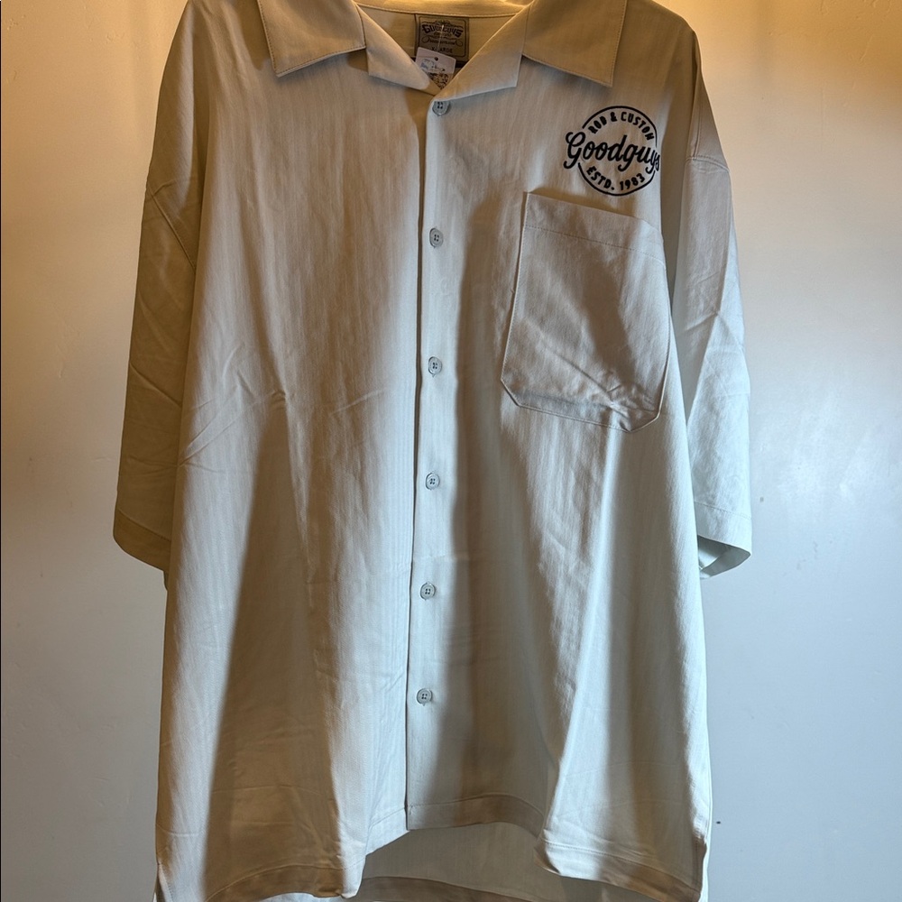 Goodguys Rod and Custom button up shirt in light gray‎ classic casual style
